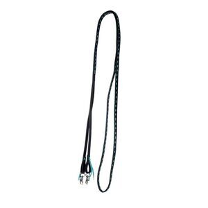 Myra Hold On Extra Long Single Leather Rein with Snaps Turquoise/Black S-5175